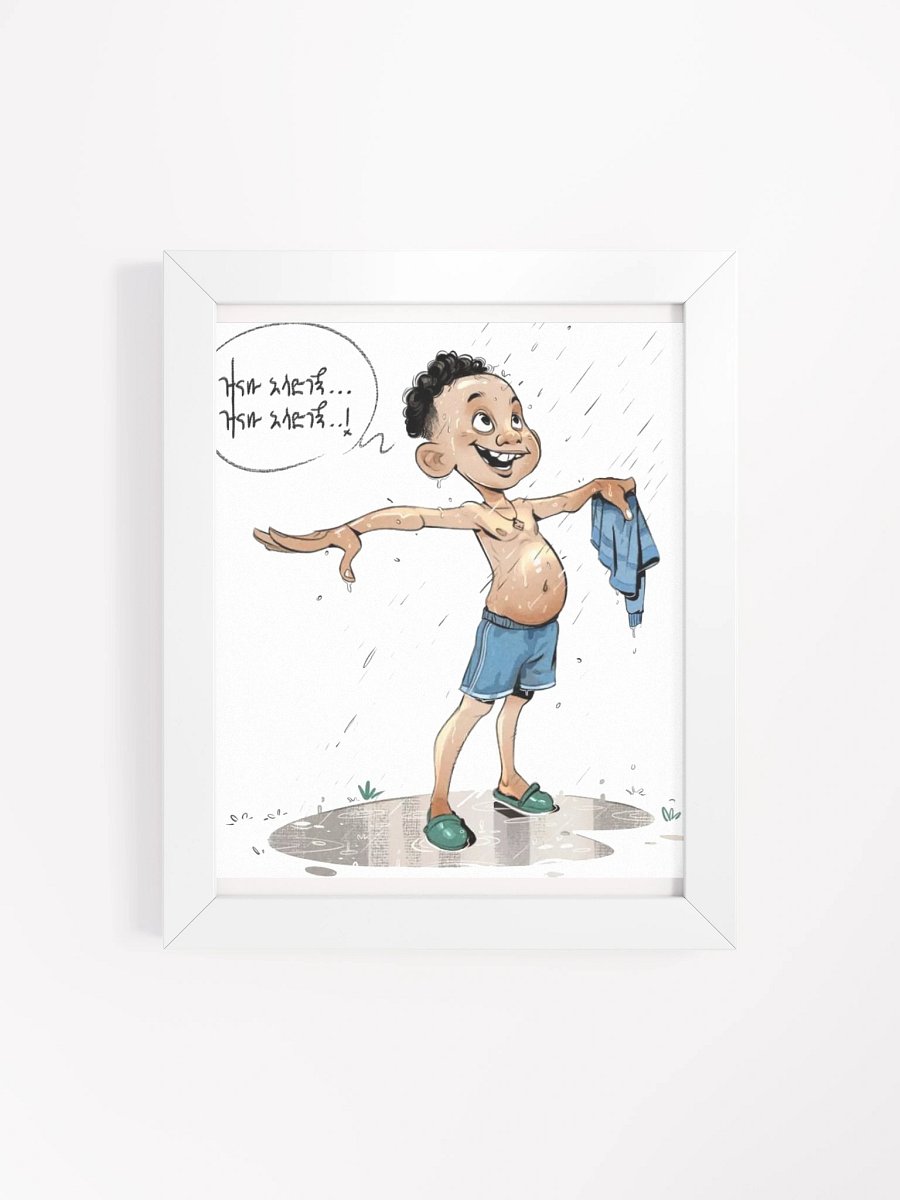 Ethiopian Boy Rainy Day Joy Framed Poster-Ethiopian Painting product image (19)