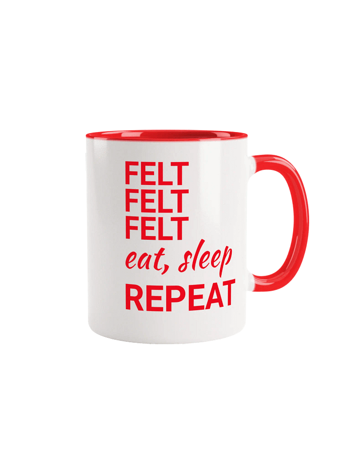 Red and White Ceramic Mug for busy Felters. (11oz) product image (1)