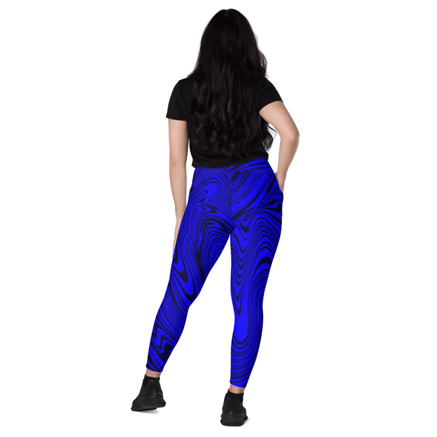 Leggings with Pockets - Abstract Blue Swirls product image (11)