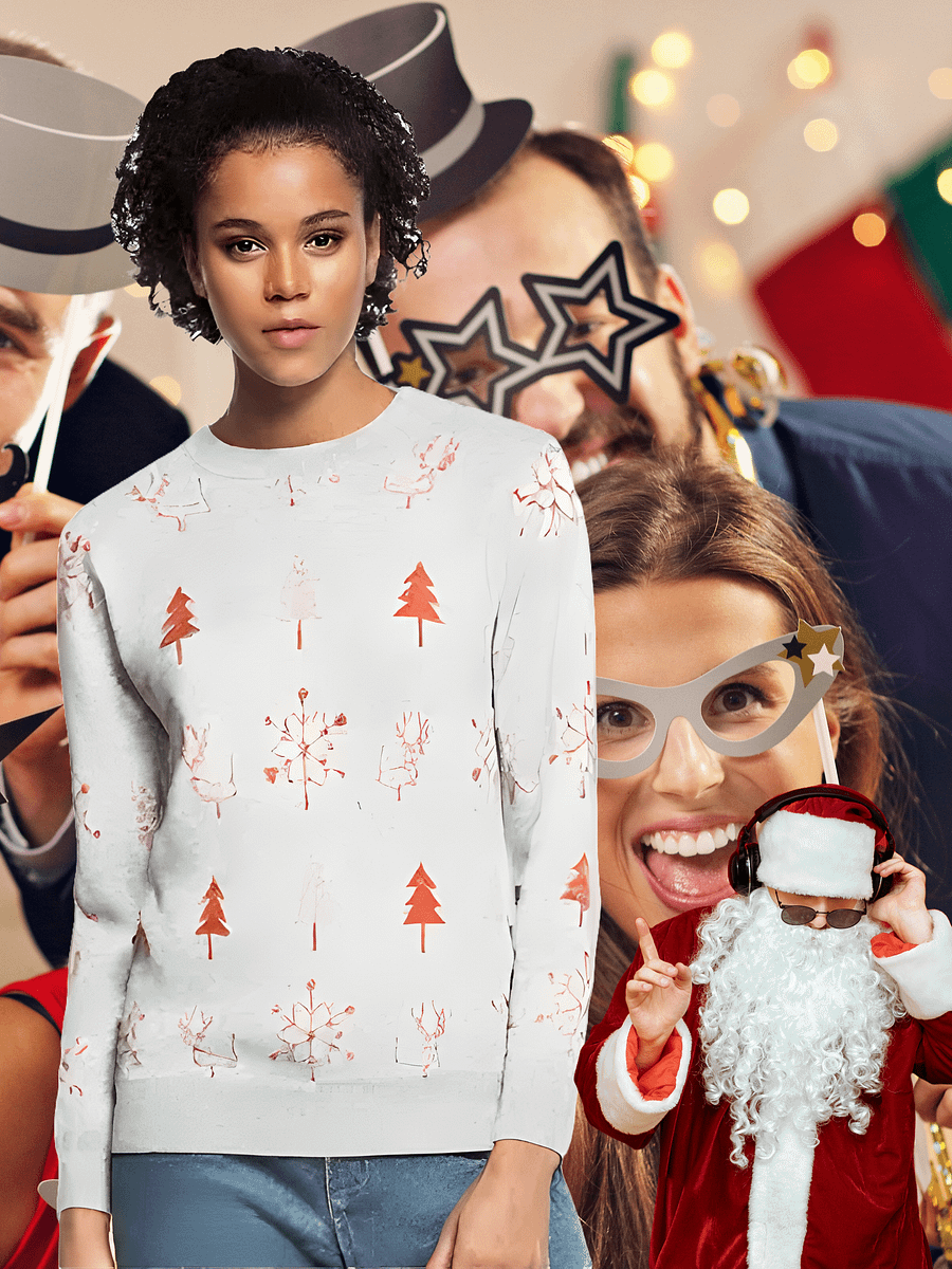 Winter Cozy Christmas Sweater | Red Tree Pattern Unisex Relaxed Fit product image (4)