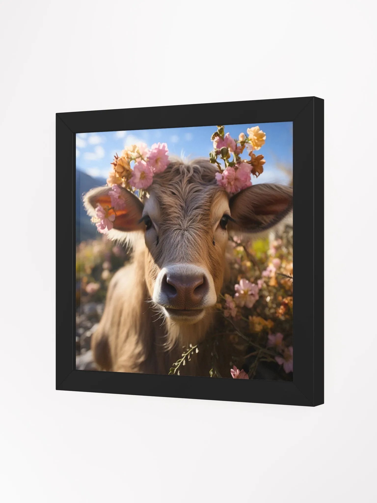 Cow In a Field of Flowers Farm Animal Wall Art product image (2)