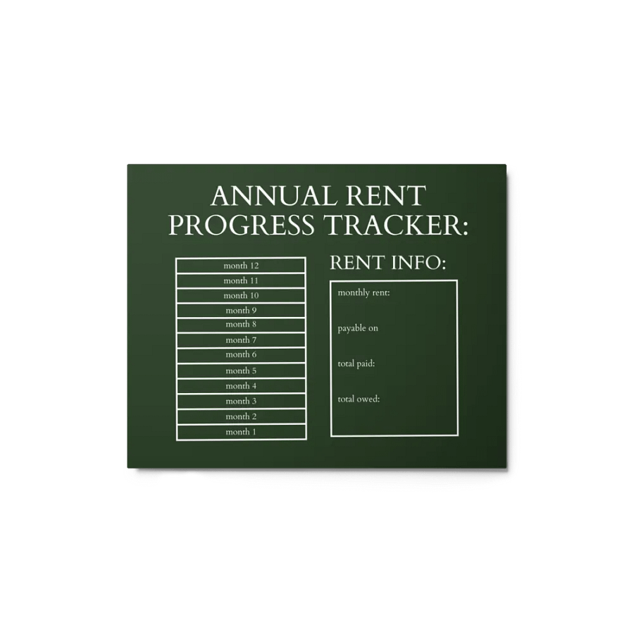 HIGHFALUTIN ANNUAL RENT TRACKER (white design 4) product image (1)