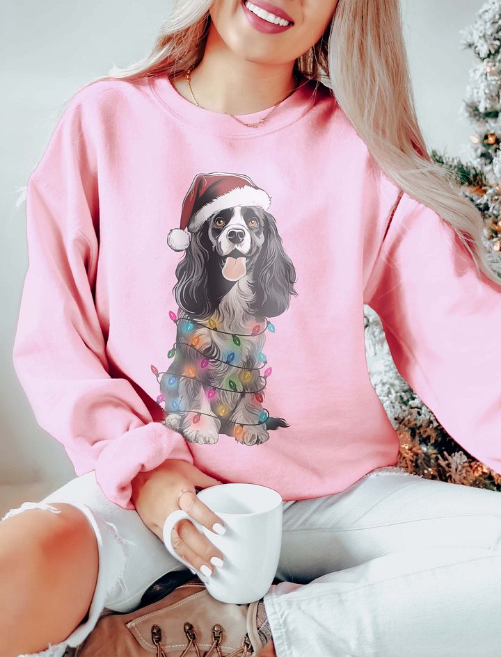 Funny Cocker Spaniel Christmas Sweatshirt for Cocker Spaniel(Black & White) Paw-rents product image (11)