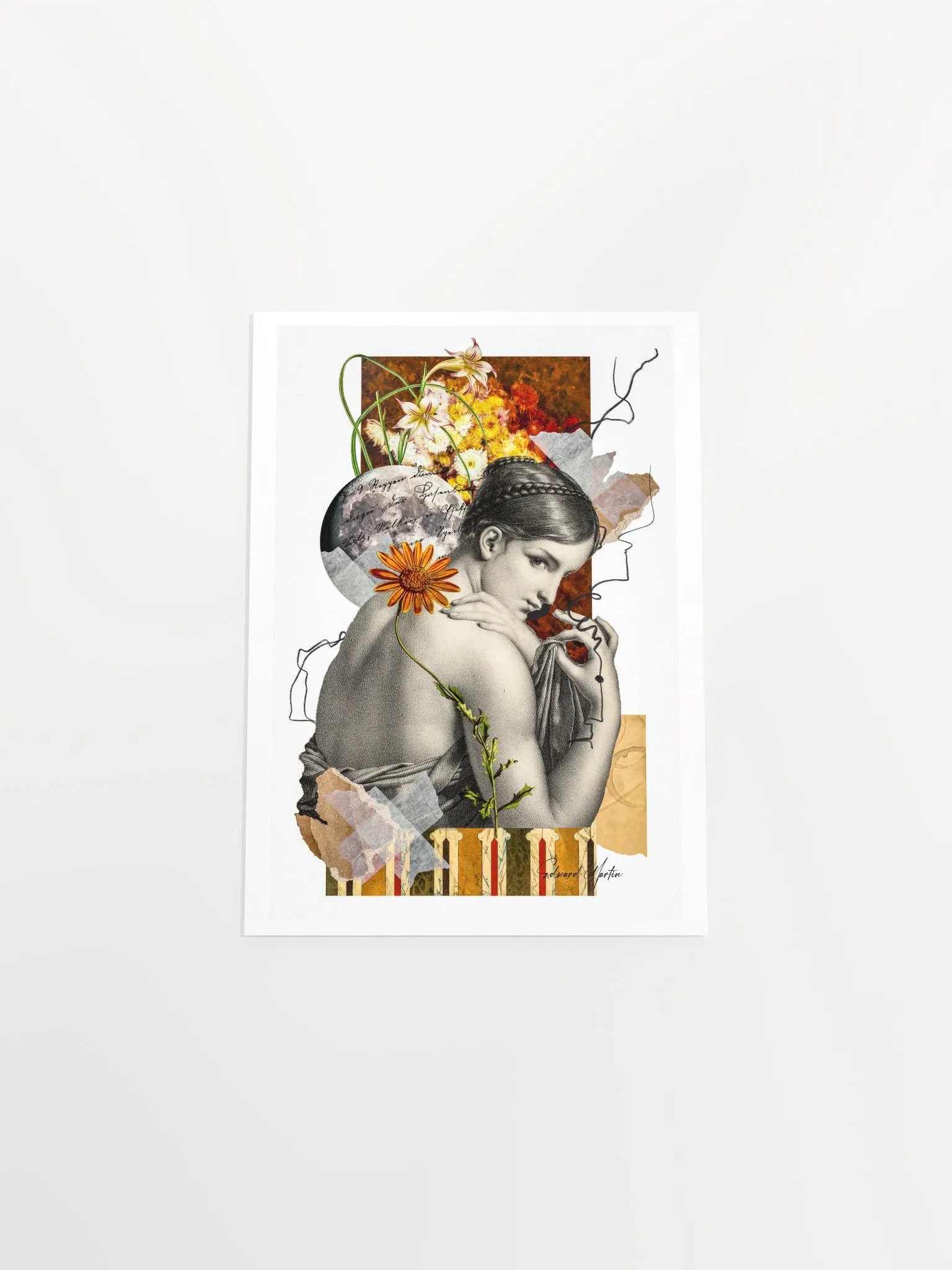 'Lunar Toughts' by Edward Martin-Mixed Media Collage Print product image (5)