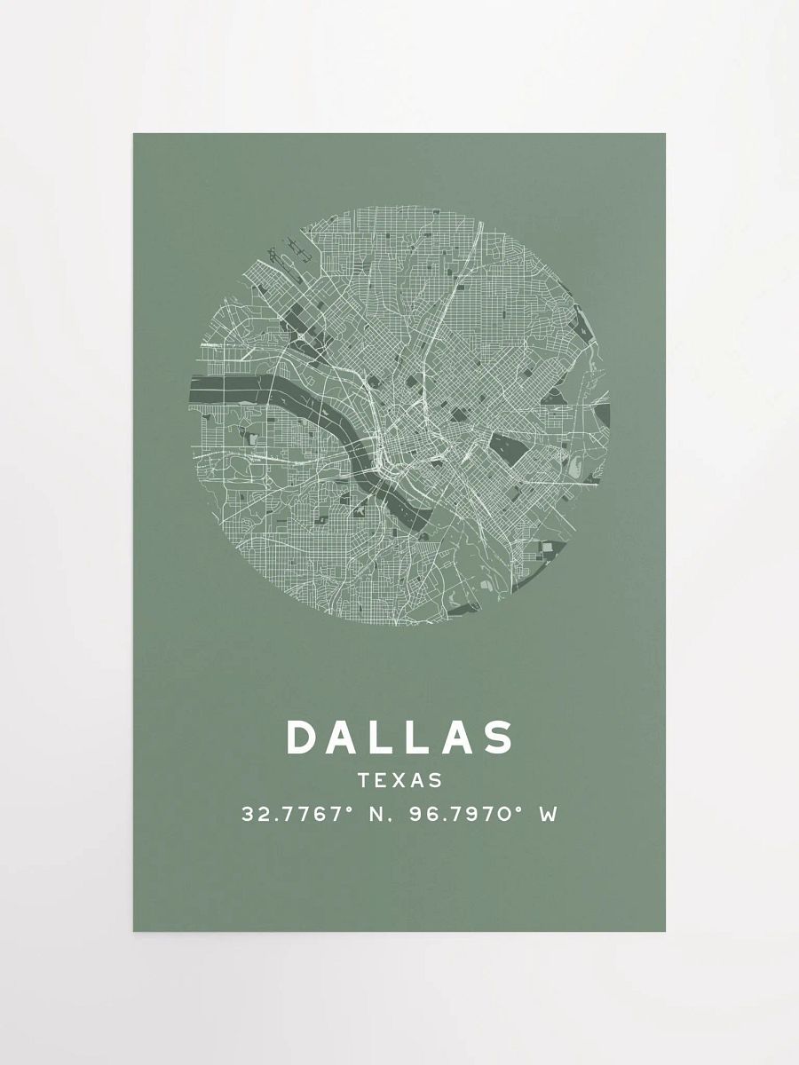 Dallas Street Map Poster – Sage Green Minimalist Circular City Art product image (4)