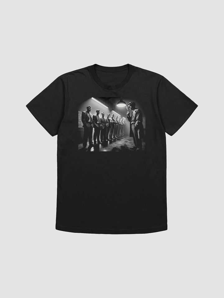 Lineup Under the Light: Noir Interrogation Scene (Front Print Mens Tee) product image (1)