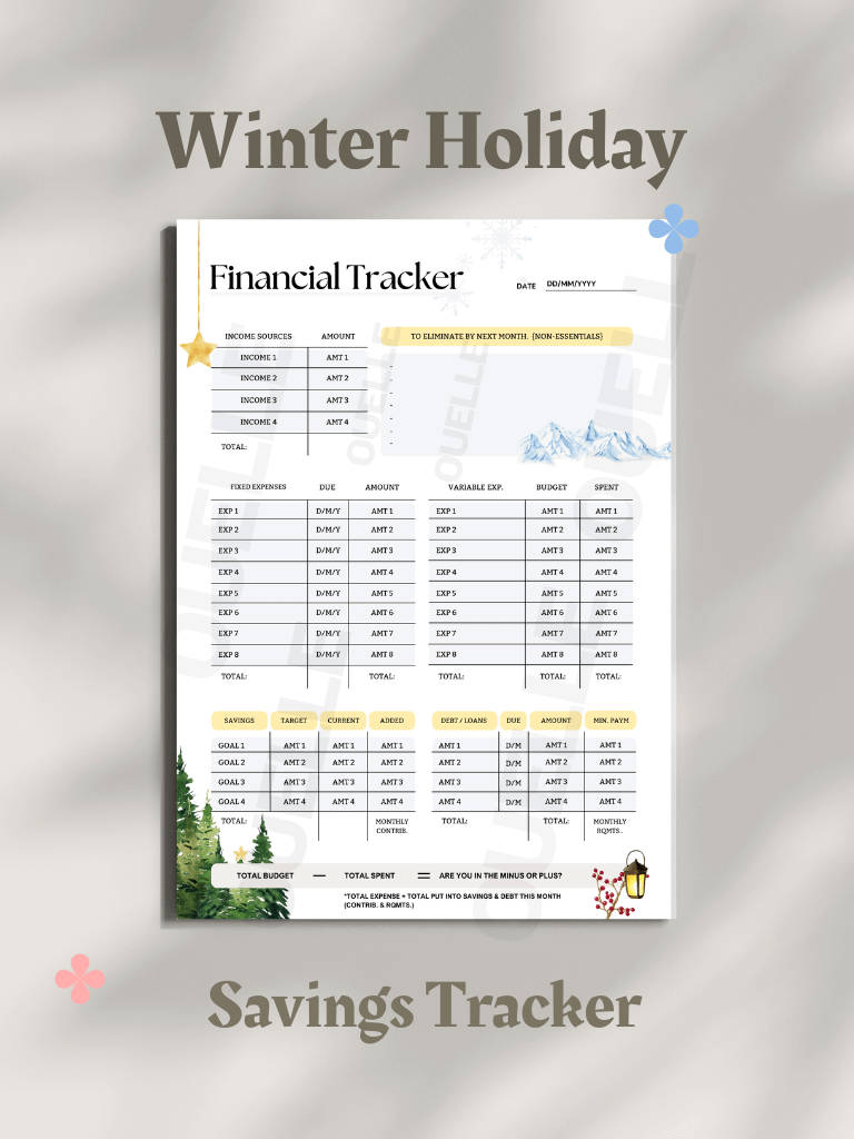 Winter Holiday: Budget Planner — Printable & Digital Spreadsheet (PDF & Template) product image (1)