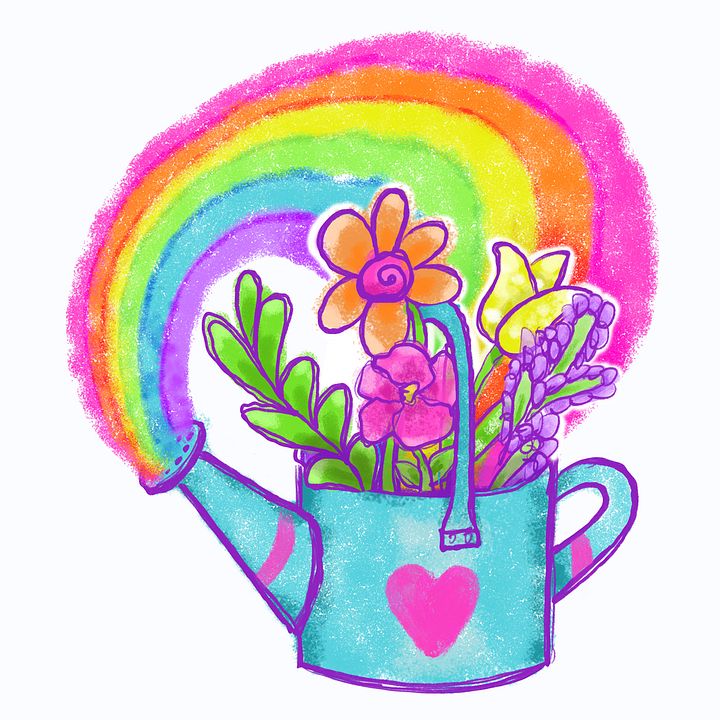 Happy Spring Watering Can Coloring Page product image (1)