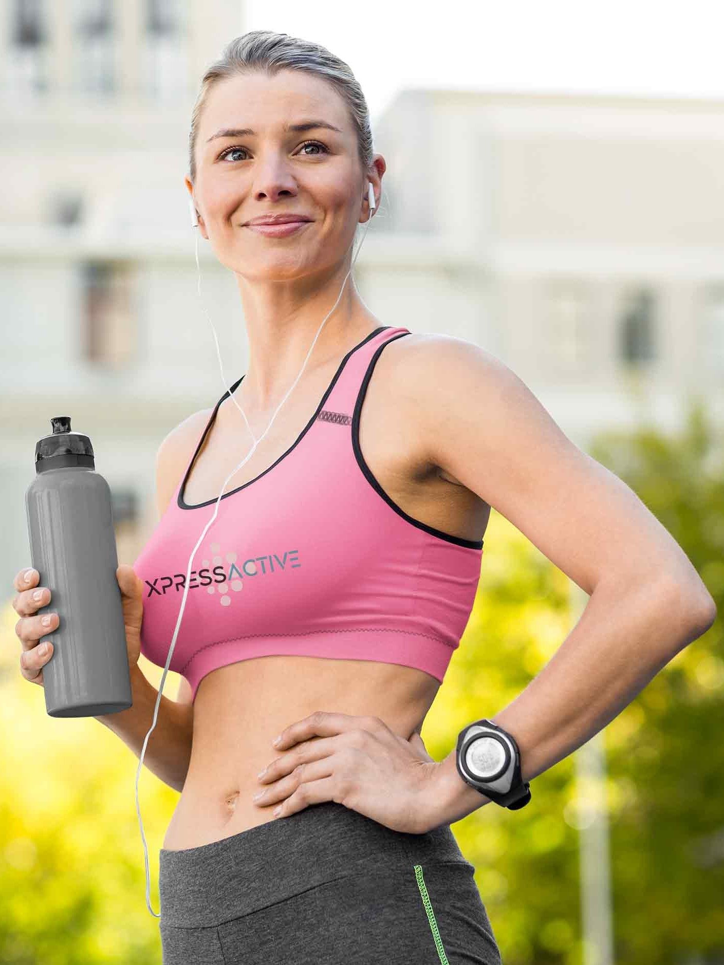 XPRESSACTIVE Pink All-Over Print Padded Sports Bra product image (1)