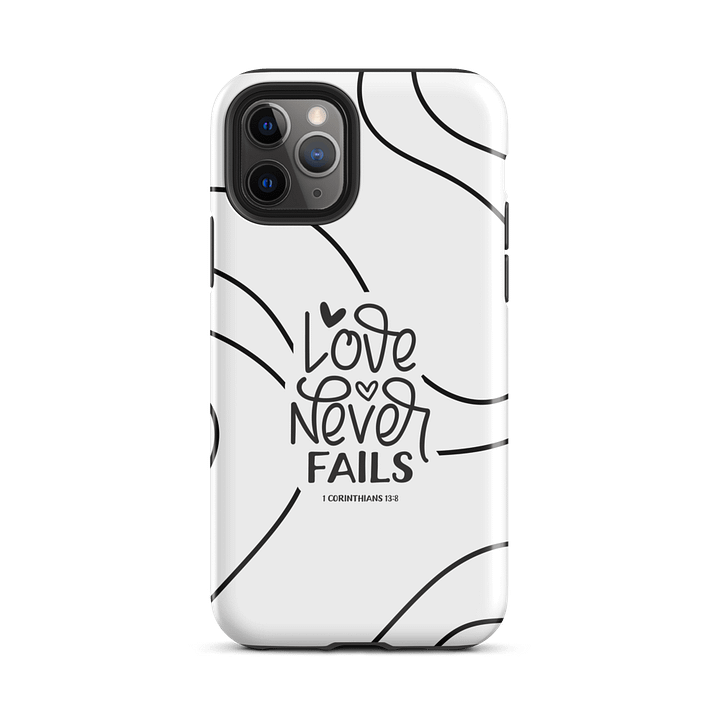 'Love Never Fails' Black Swirls iPhone® Tough Case product image (1)