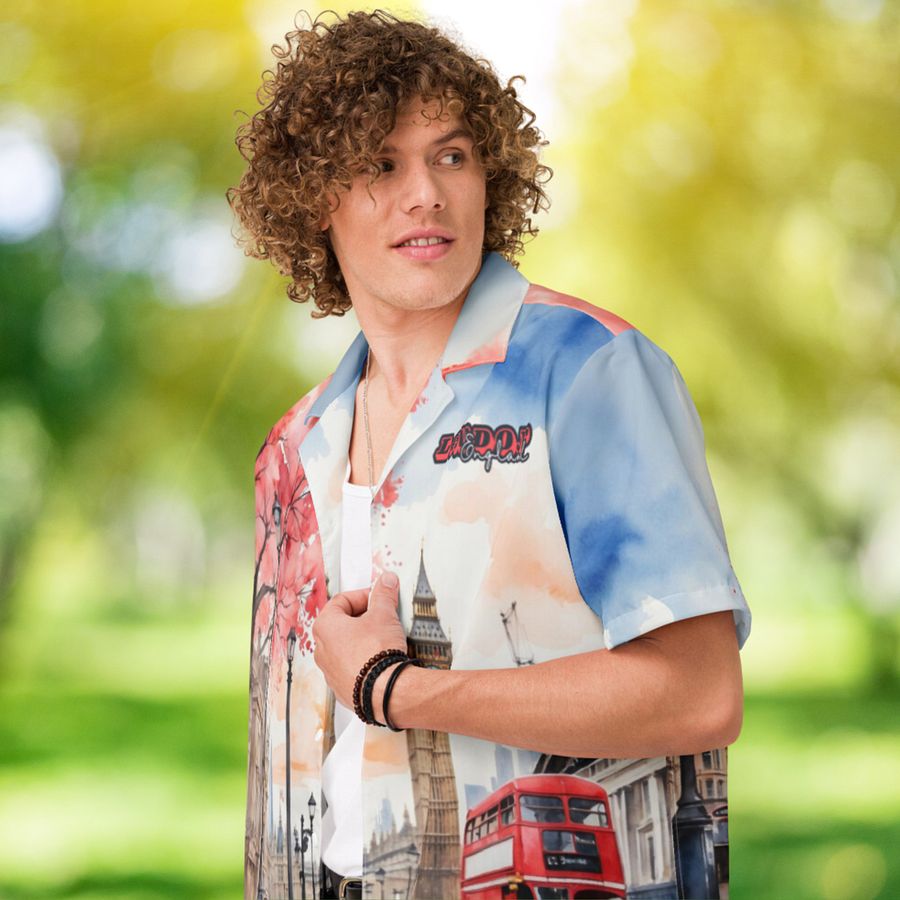 London England Watercolor All Over Print Hawaiian Shirt product image (4)