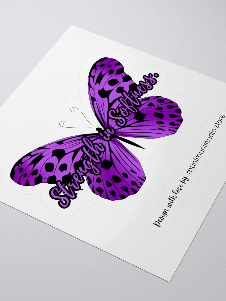 Strength in Softness – Purple Butterfly Inspirational Quote Sticker product image (8)