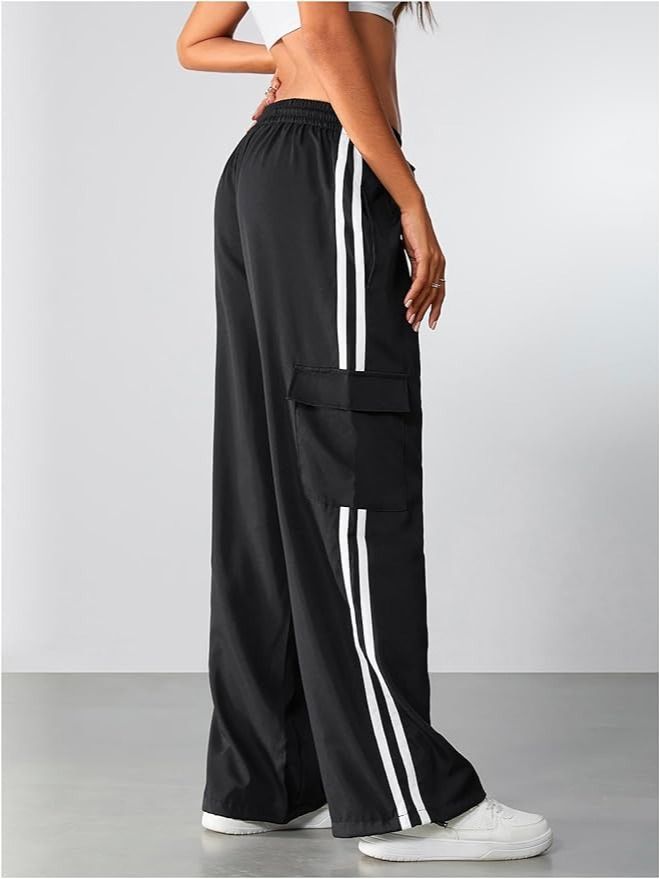 Women's Cargo Sweatpants Wide Leg Baggy Parachute Pants product image (8)