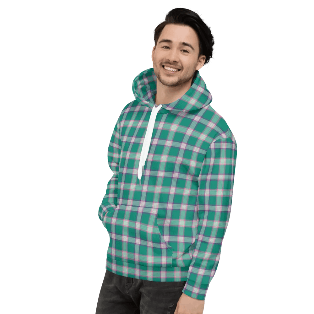 Emerald Green and Purple Plaid Hoodie product image (4)