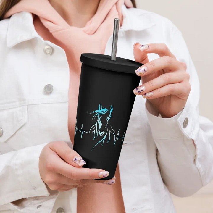 Horse Heartbeat Insulated Tumbler with a Straw product image (1)