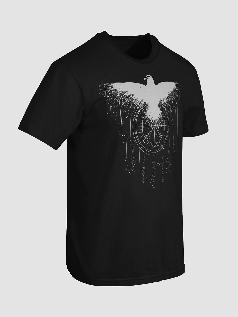 Shamanic Vegvísir Eagle T-Shirt – Norse Rune Compass with Spirit Animal Design product image (7)