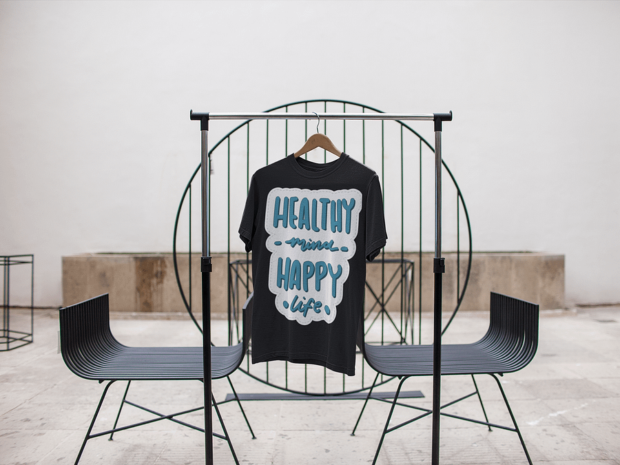Healthy Mind Happy Life Black Unisex T-Shirt product image (3)