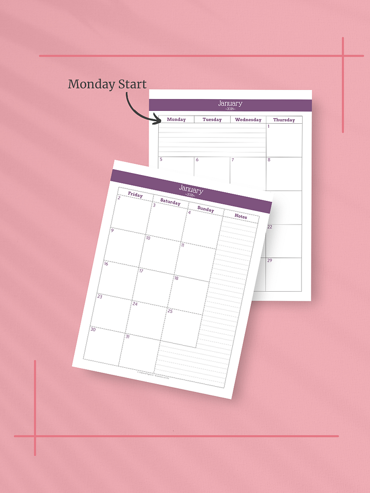 Understated Rainbow 2026 Calendar - 2 Pages per Month, Monday Start, Letter Size product image (2)