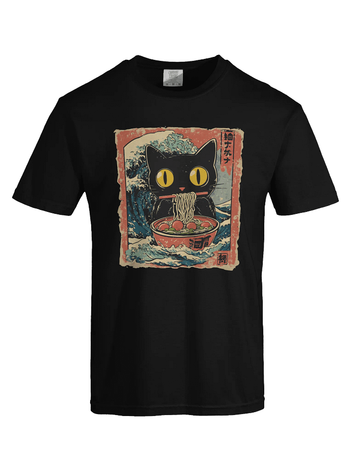 Ramen Eating Black Cat T-Shirt – Relaxed Fit Heavyweight Unisex Cotton T-Shirt product image (10)