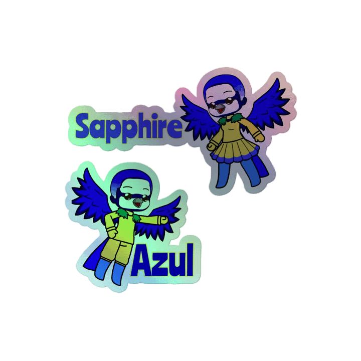 Sapphire & Azul - Blue Tits - The Birds of The Shadow Galaxy - rainbow stickers product image (2)