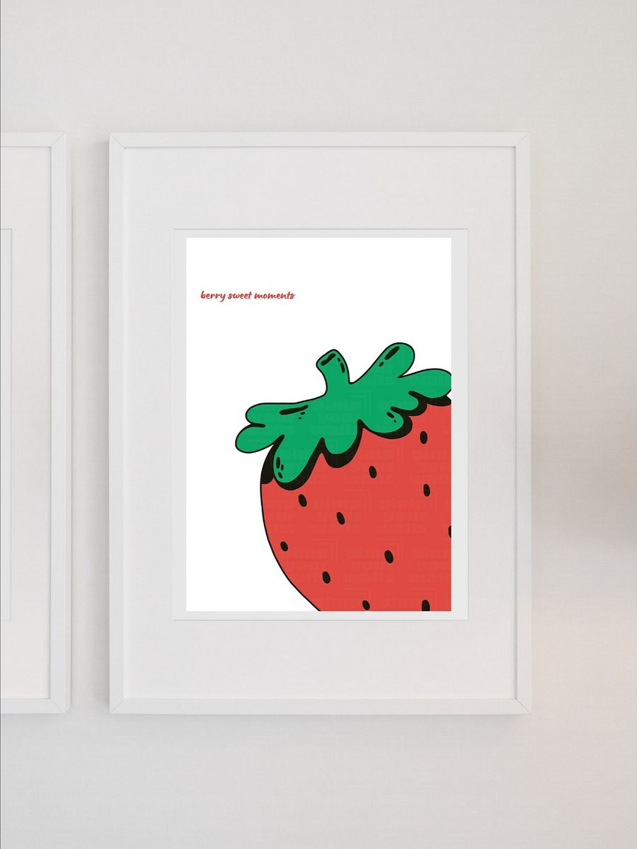 Berry Sweet Moments Strawberry Wall Art - Cute Playful Minimalist Kitchen Decor, Adorable Fruit Illustration Print, Perfect Foodie Gift Idea product image (1)