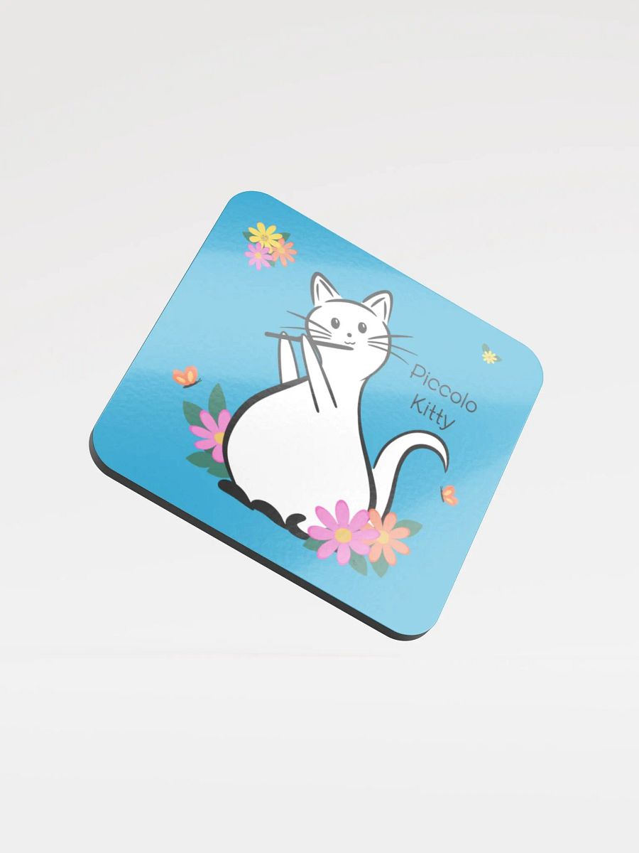 Flute Kitty Glossed Cork Coaster - Piccolo product image (1)