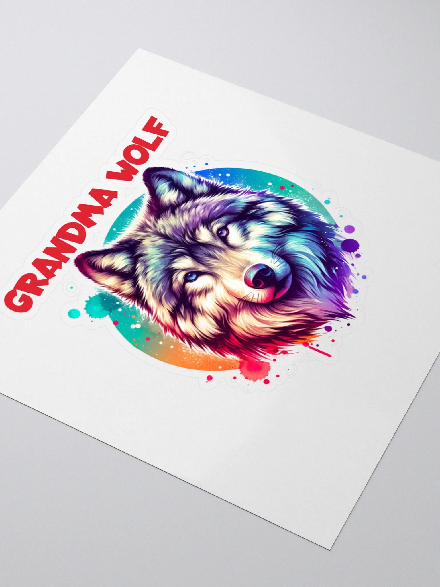 Vibrant Grandma Wolf Kiss Cut Stickers product image (3)