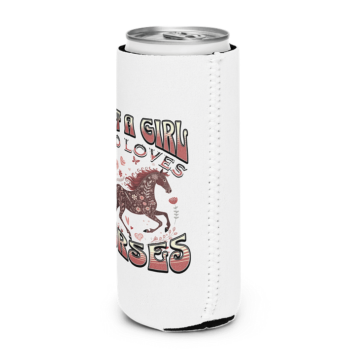 Just A Girl Who Loves Horses Floral Can Cooler product image (2)