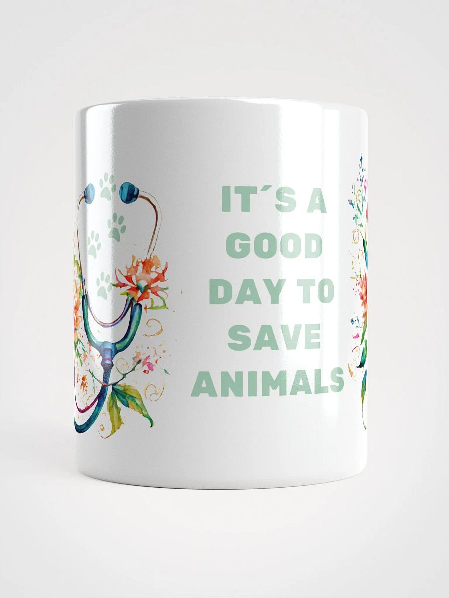 "Stethoscope with flowers and animal paw prints" ceramic mug product image (4)