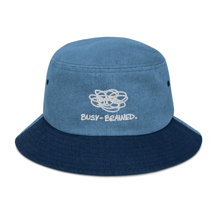 BUSY-BRAINED (white) embroidered denim bucket hat product image (8)
