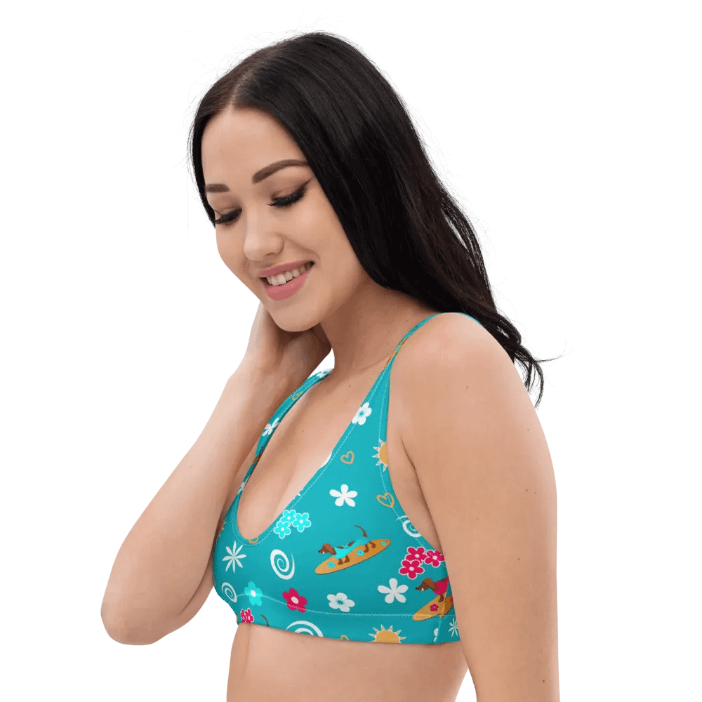 Surfing Dachshund Pattern Padded Bikini Top product image (5)