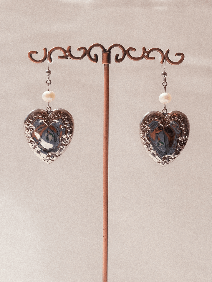 Nickel hearts - Pearl earrings ♡ product image (1)