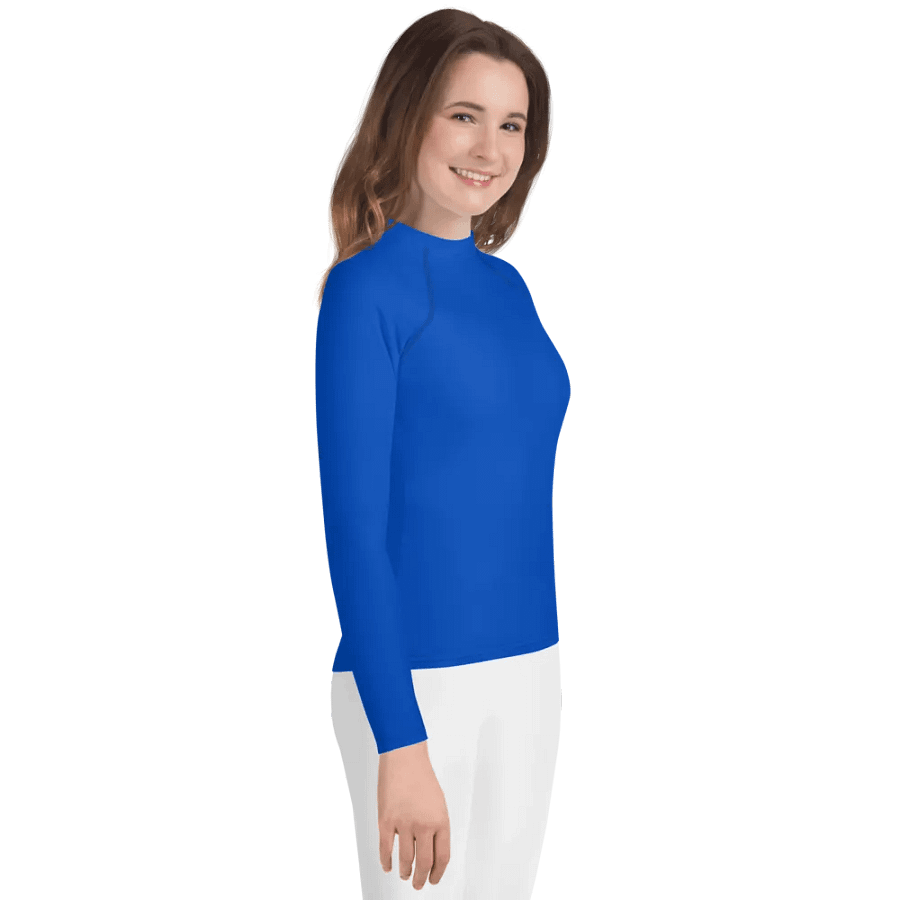 Youth Plain Color Absolute Blue Rash Guard product image (4)