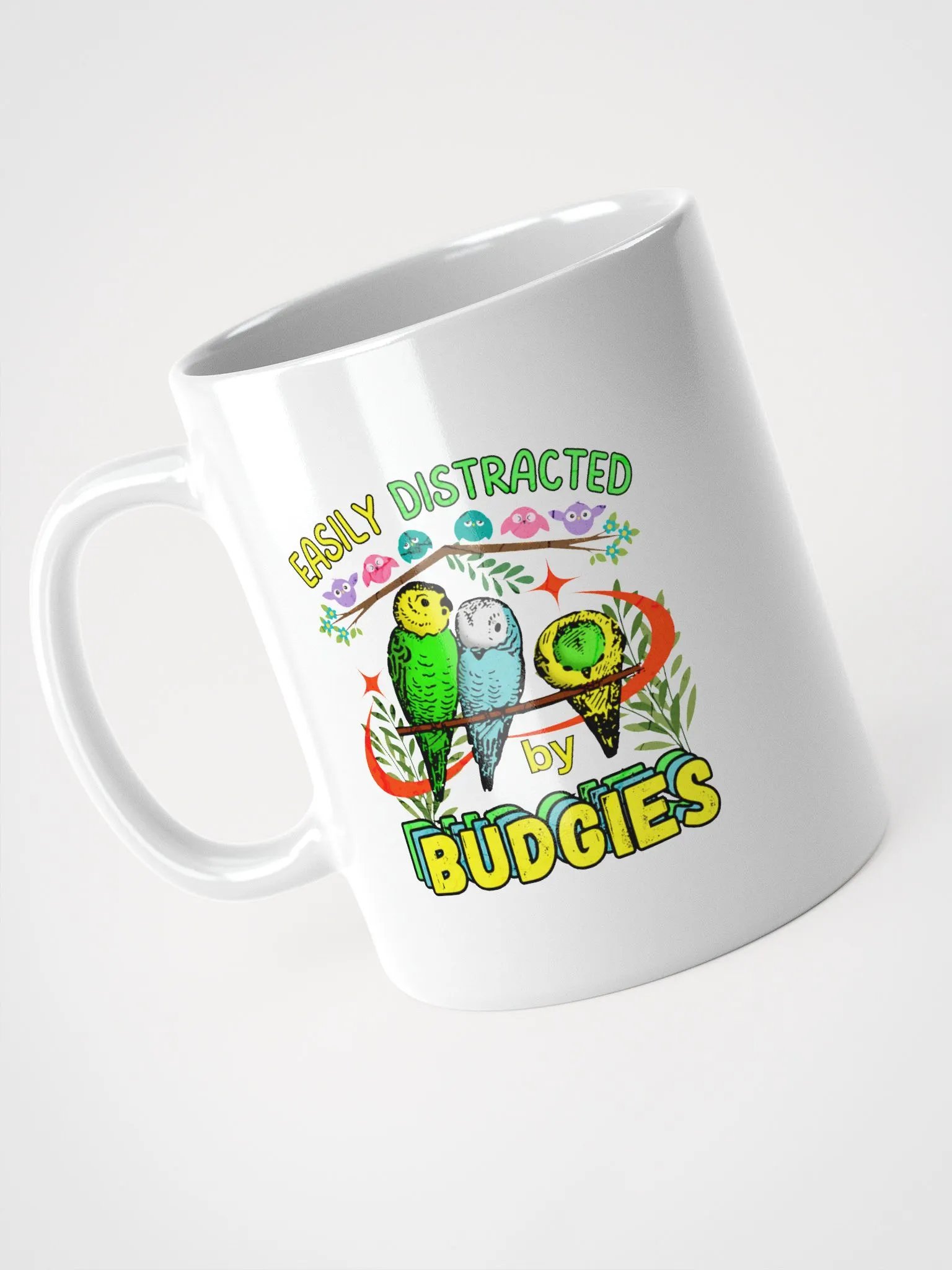 Easily Distracted By Budgies White Glossy Mug product image (2)
