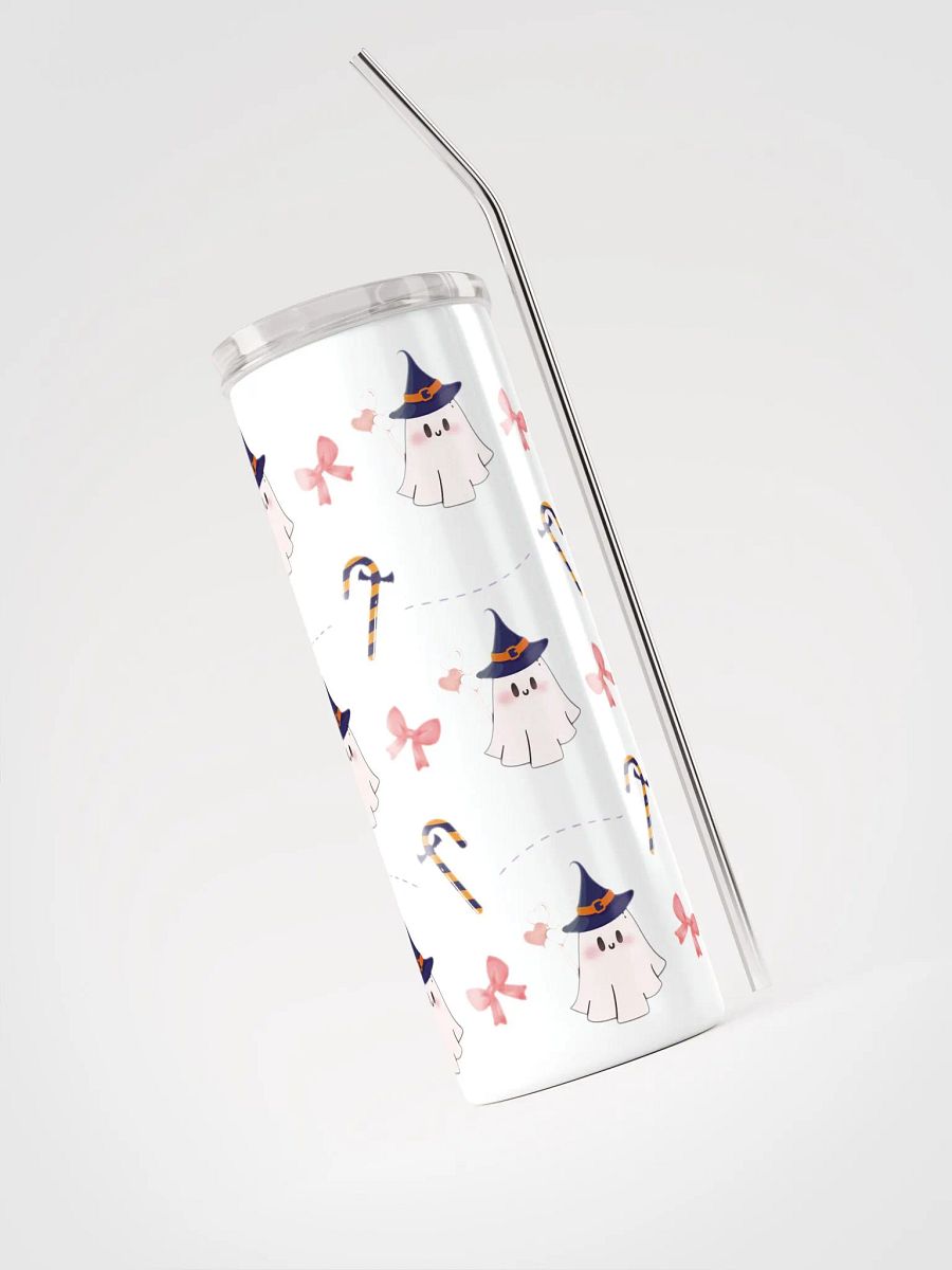 20 oz Eco-Friendly Stainless Steel Tumbler with Whimsical Cute Ghost Design – Reusable Straw & Lid product image (4)