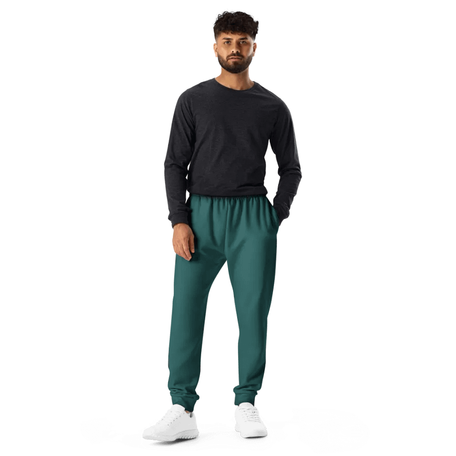 Plain Teal Green Soft Summer Recycled Polyester Premium Men's Joggers by Treasure Pie product image (11)