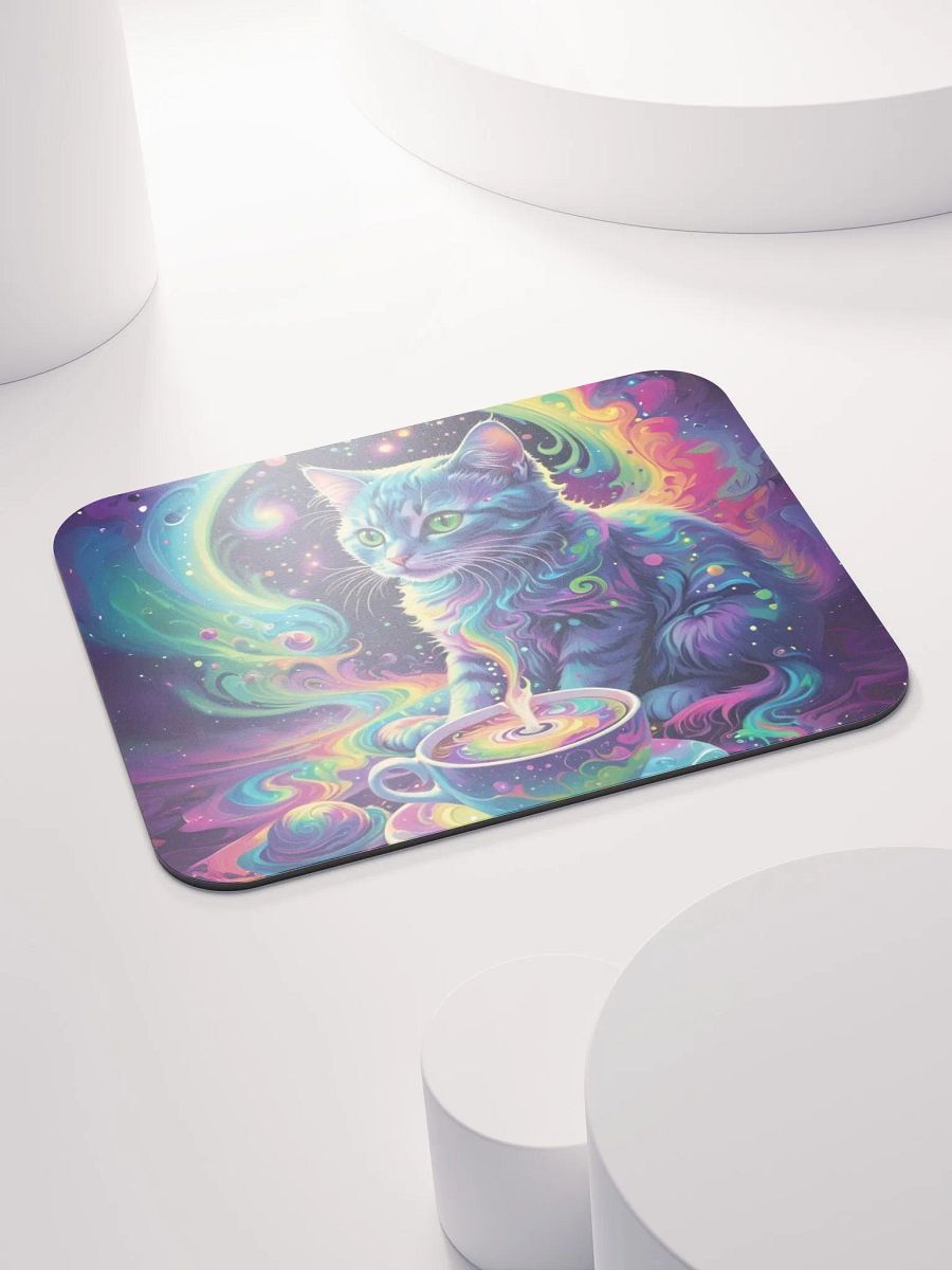 Psychedelic Cat with Cosmic Coffee Mouse Pad product image (5)