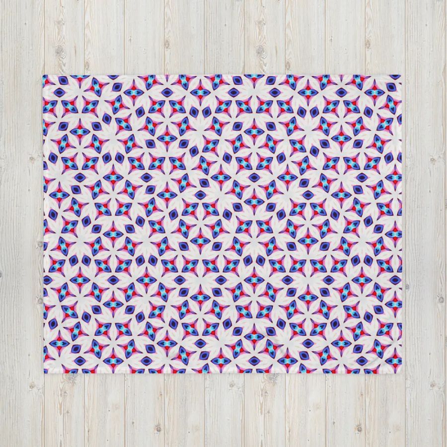 White, Blue & Red Seamless Diamond Patterned Throw Blanket product image (6)