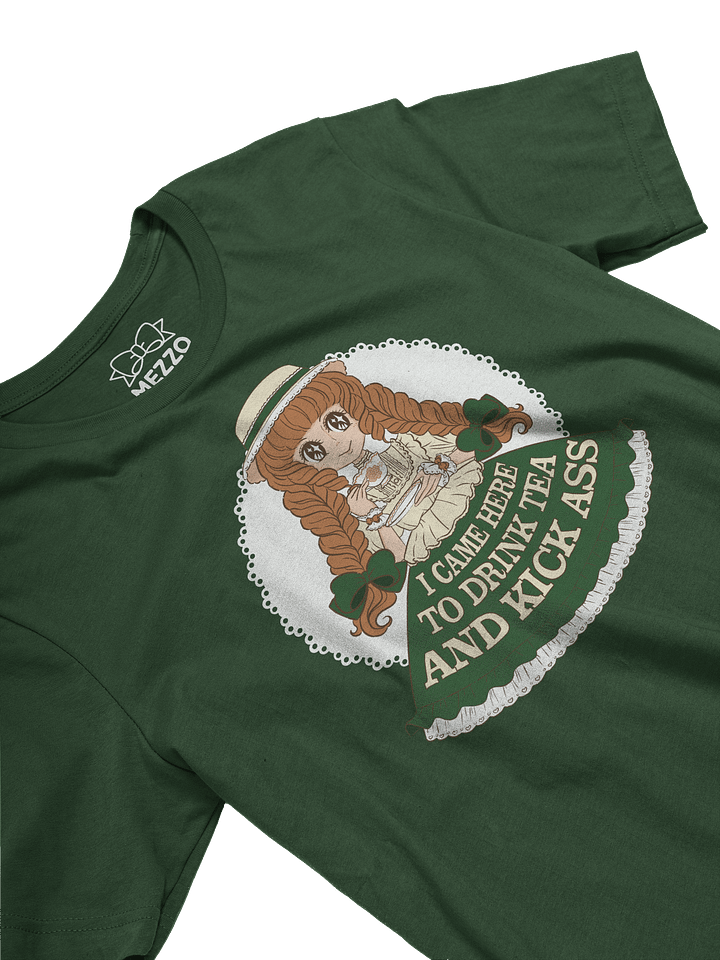 I Came Here to Drink Tea & Kick Ass (Country, Green) cotton t-shirt product image (2)