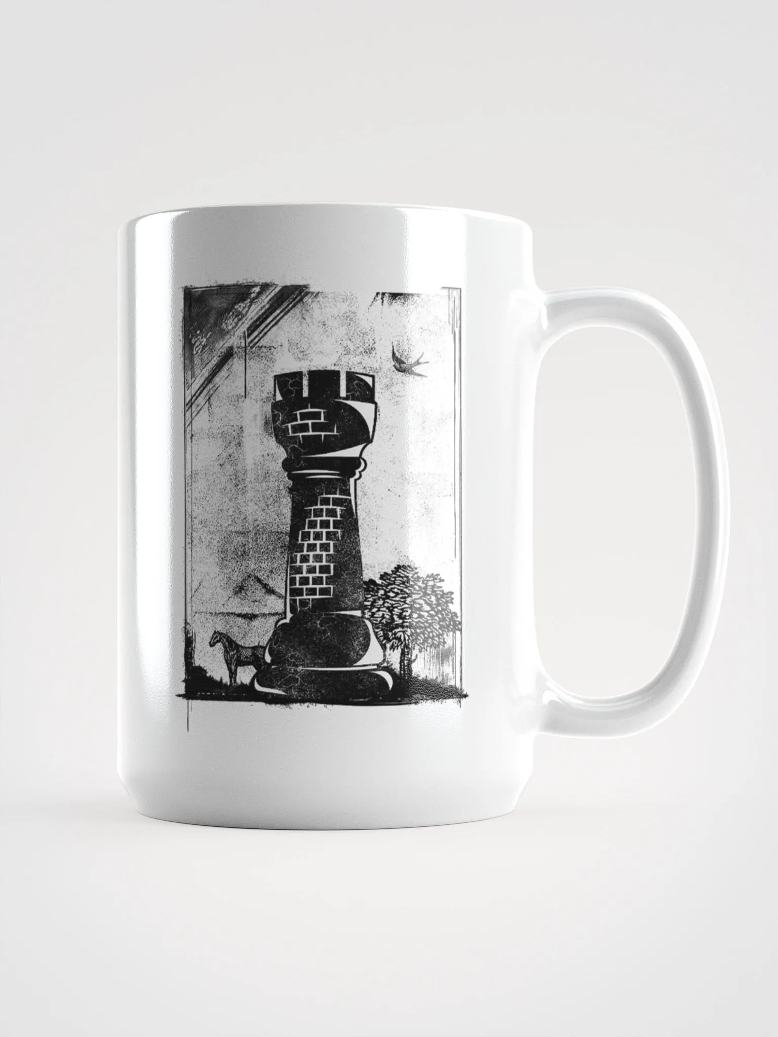 Grunge Chess: Medieval Rook 15 oz. mug product image (1)