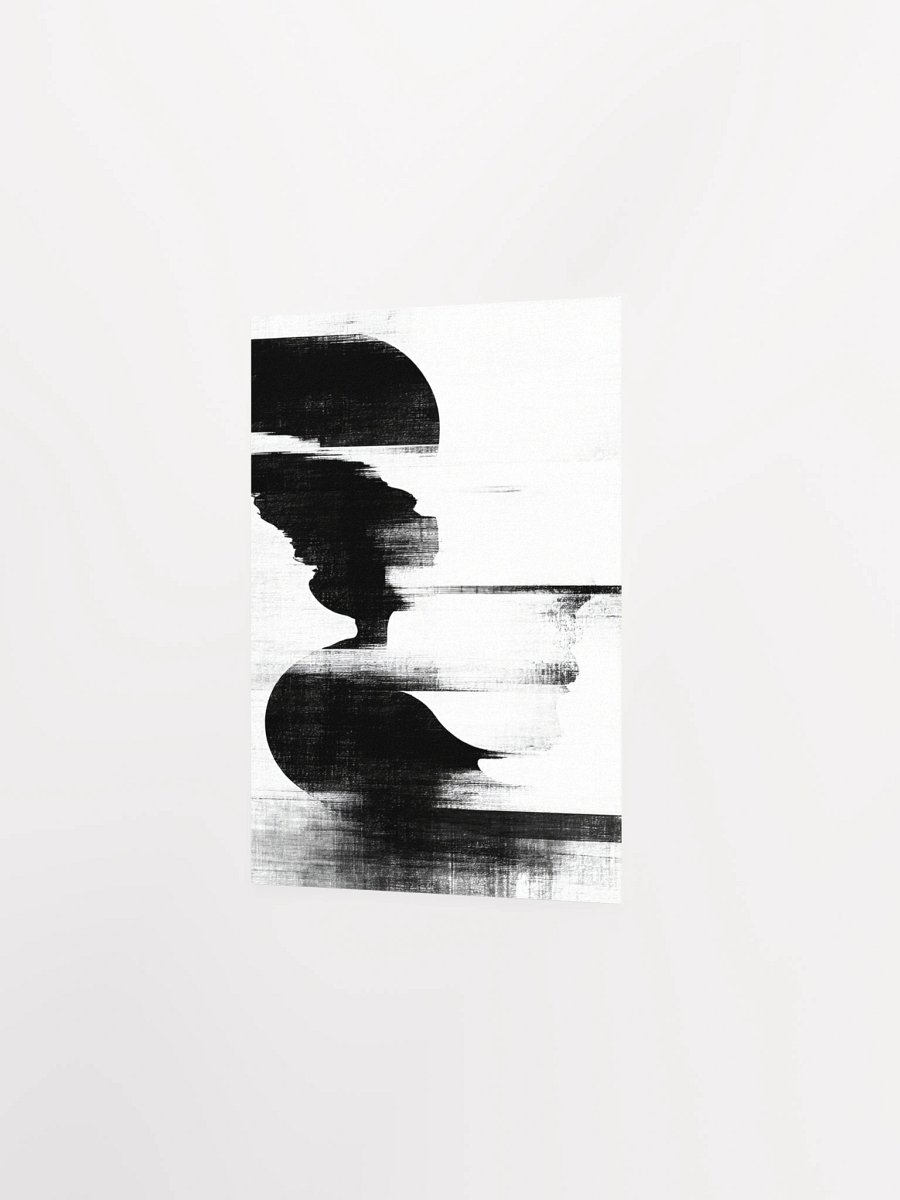 Fragmented Monochrome Glitch Poster | Black & White Abstract Minimalist Wall Art Print, Modern Monochrome Print product image (16)