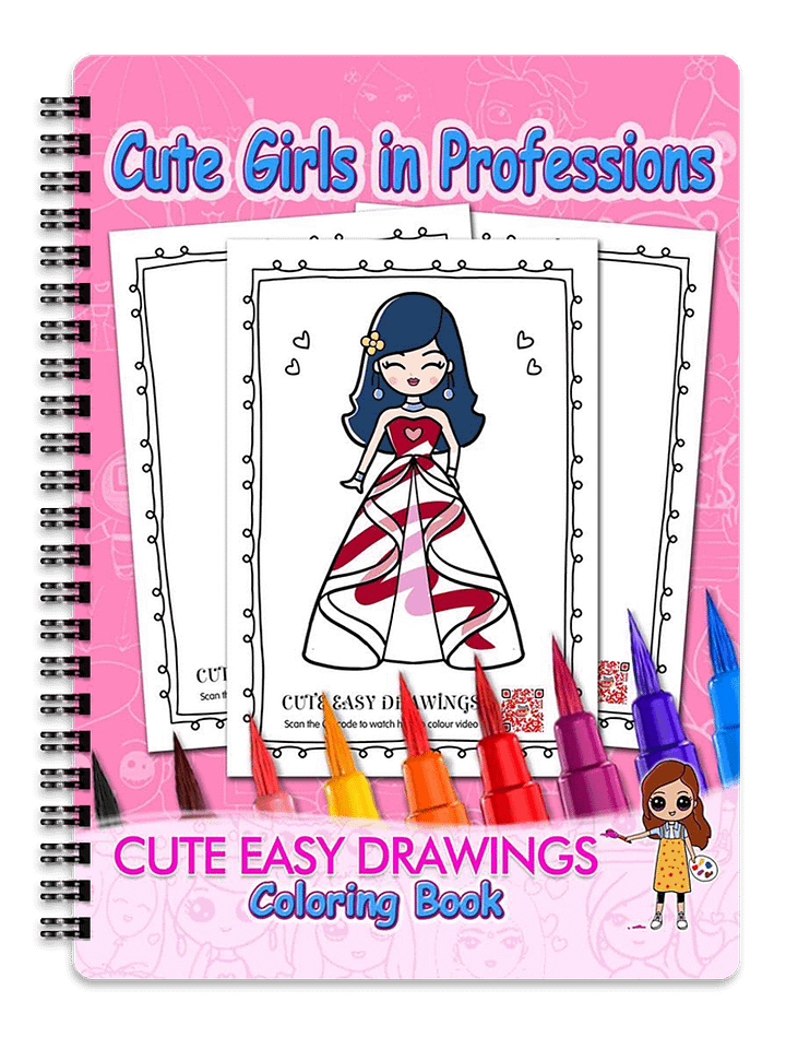 Cute Easy Drawing – Girls in Professions - Digital Download product image (1)