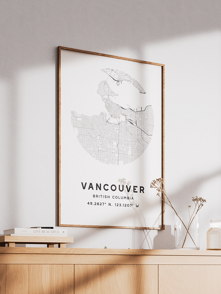 Vancouver Street Map Poster – White Minimalist Circular City Art product image (2)