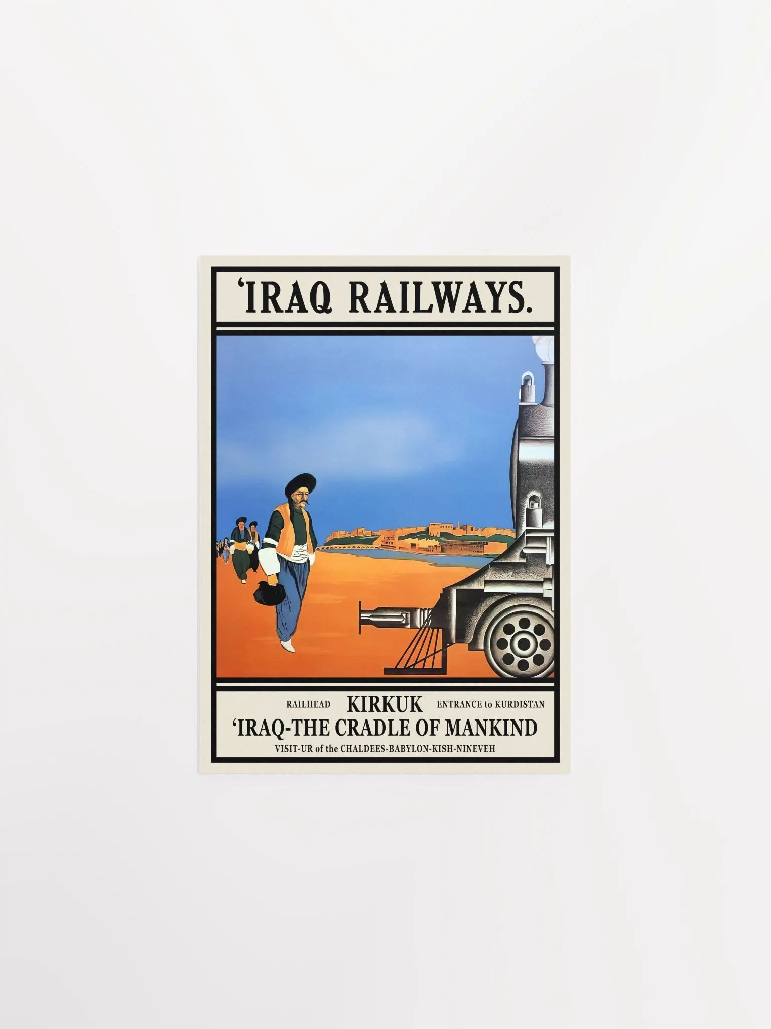 Iraq Railways, Kirkuk, Kurdistan. 1930s [RARE poster] — retro vintage travel poster, retro travel art, retro travel wall art product image (7)