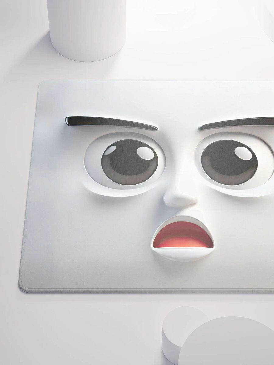 Startled Expression Premium Mouse Pad: Add a Touch of Whimsy to Your Workspace! product image (6)