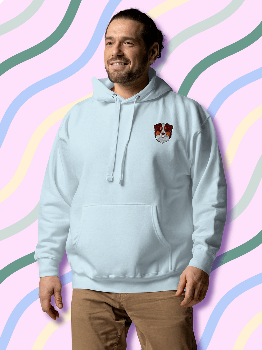 Cheerful Australia Shepherd Embroidered Cotton Hoodie product image (4)