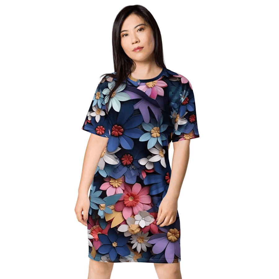 3D-Ditsy-Flowers-Seamless-Patterns T-shirt Dress - V3 product image (4)