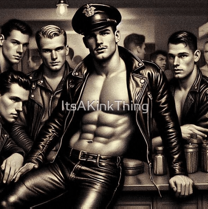 Vintage Leather Daddy Berlin Wanted Brotherhood Leather Bar Pride Tom of Finland Tribute Graphic Design product image (1)
