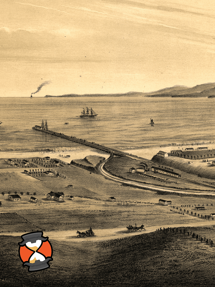 Santa Monica 1877 Poster Print – Hand-Drawn Historic City View (Unframed) product image (2)