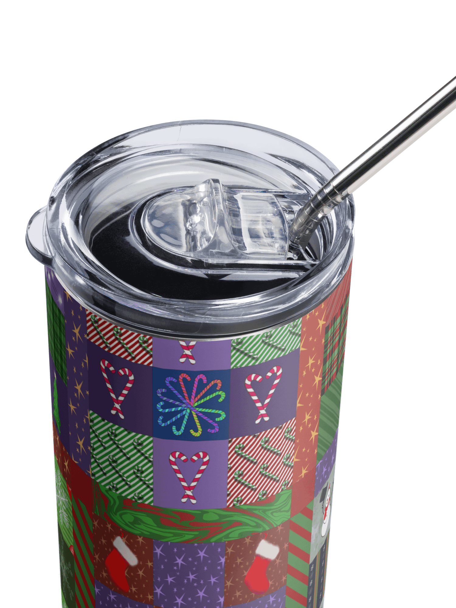 Christmas Memories Patchwork Stainless Steel Tumbler with Straw product image (5)